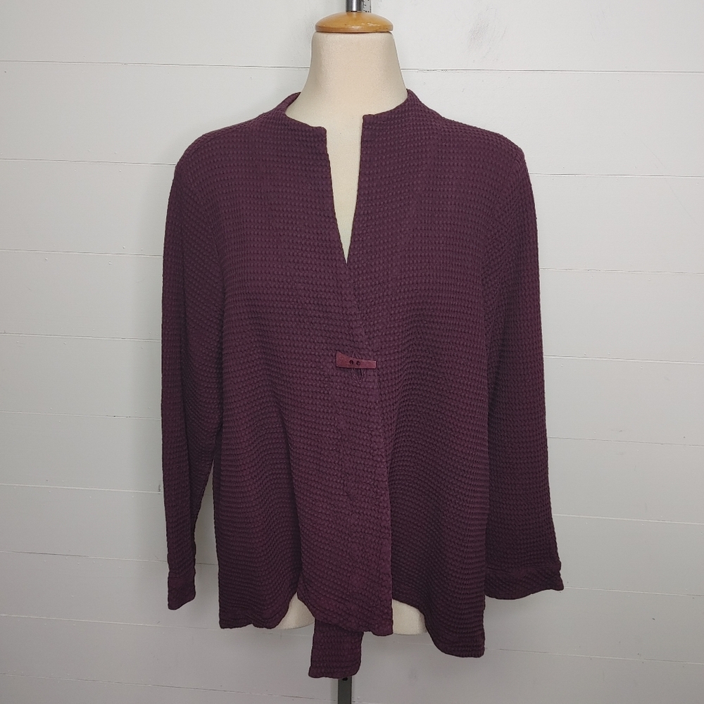 Focus Casual Life 100% cotton waffle knit cardigan L